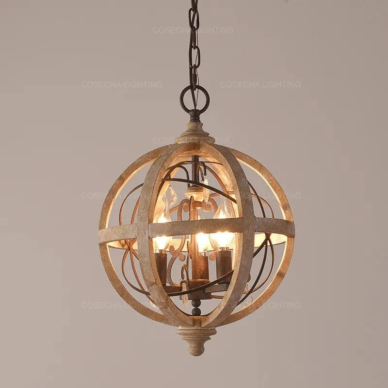 Lustre Globe Bois Antique | Marco Lucetti