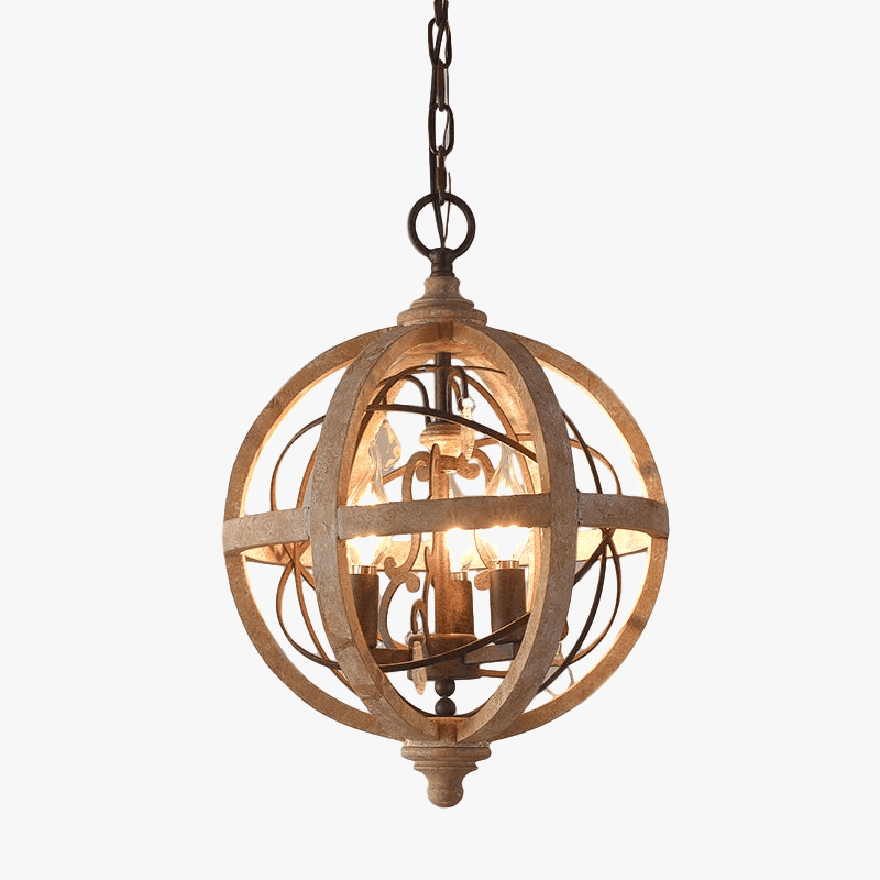 Lustre Globe Bois Antique | Marco Lucetti