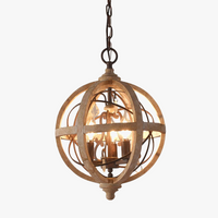 Lustre Globe Bois Antique