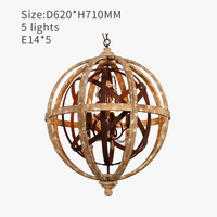 Lustre Globe Bois Antique