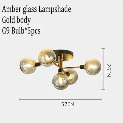 Lustre Gris Fumée Moderne pour Maison Intérieur | Marco Lucetti 5 plafonniers 2 / Lumière blanche