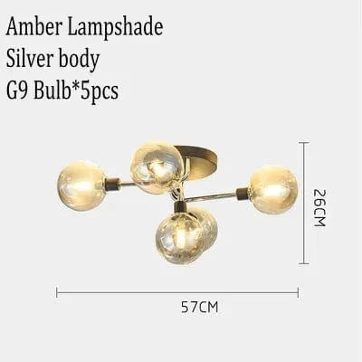 Lustre Gris Fumée Moderne pour Maison Intérieur | Marco Lucetti 5 plafonniers 3 / Lumière blanche