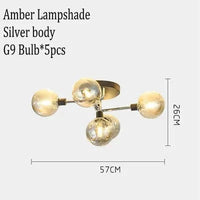 Lustre Gris Fumée Moderne pour Maison Intérieur | Marco Lucetti 5 plafonniers 3 / Lumière blanche