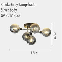 Lustre Gris Fumée Moderne pour Maison Intérieur | Marco Lucetti 5 plafonniers 4 / Lumière blanche