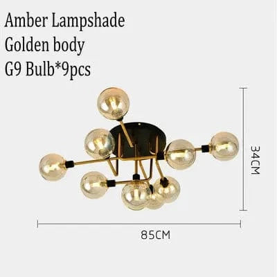 Lustre Gris Fumée Moderne pour Maison Intérieur | Marco Lucetti 9 plafonniers 2 / Lumière blanche