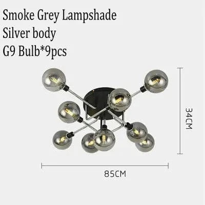 Lustre Gris Fumée Moderne pour Maison Intérieur | Marco Lucetti 9 plafonniers 3 / Lumière blanche