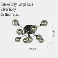 Lustre Gris Fumée Moderne pour Maison Intérieur | Marco Lucetti 9 plafonniers 3 / Lumière blanche