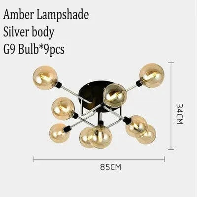 Lustre Gris Fumée Moderne pour Maison Intérieur | Marco Lucetti 9 plafonniers 4 / Lumière blanche