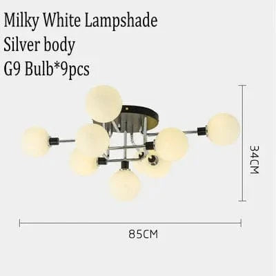 Lustre Gris Fumée Moderne pour Maison Intérieur | Marco Lucetti 9 plafonniers 5 / Lumière blanche