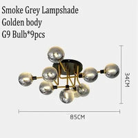 Lustre Gris Fumée Moderne pour Maison Intérieur | Marco Lucetti 9 plafonniers / Lumière blanche