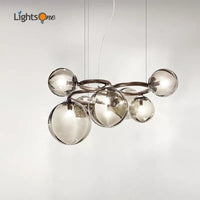 Lustre Haricot Magique Design | Marco Lucetti 5 têtes / Verre gris fumé