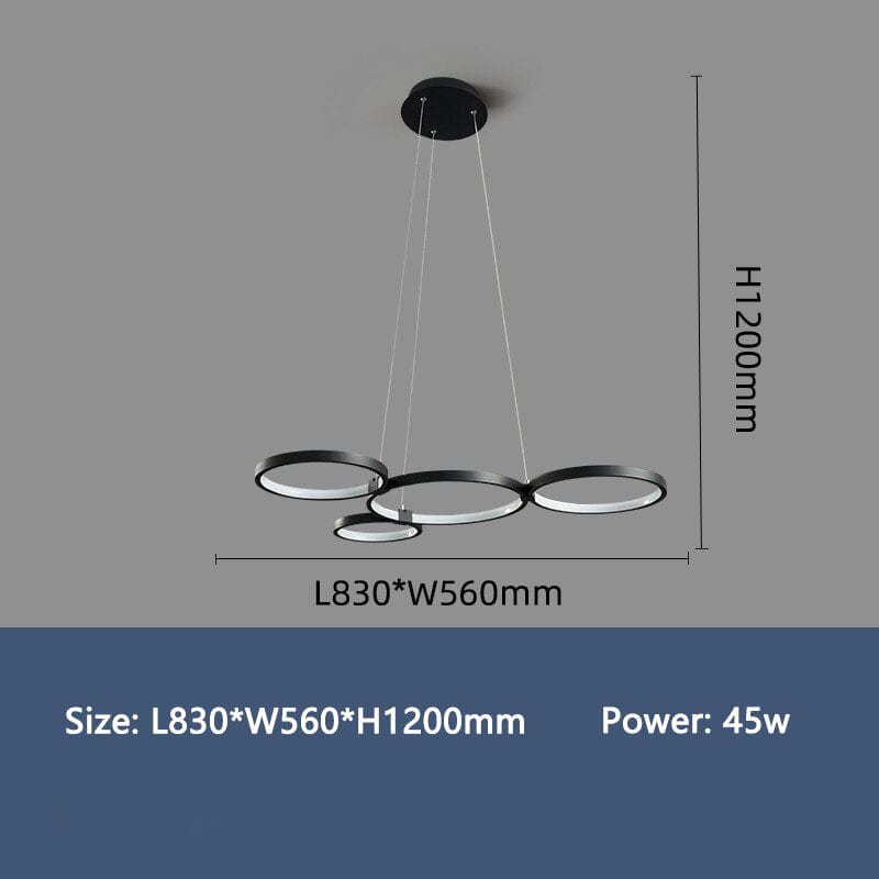 Lustre Hirva avec anneaux LED suspendus | Marco Lucetti 4 anneaux