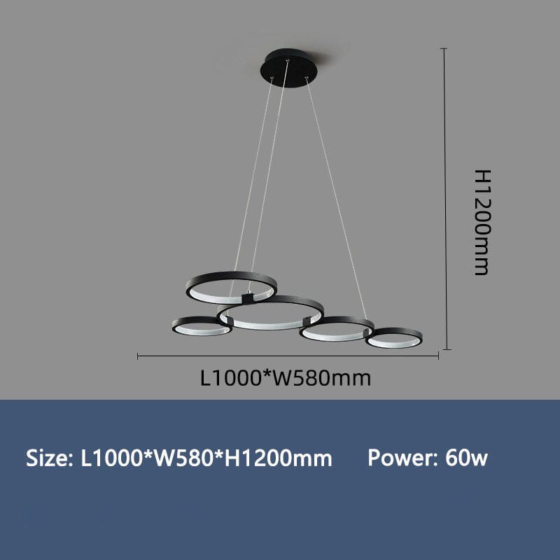 Lustre Hirva avec anneaux LED suspendus | Marco Lucetti 5 anneaux