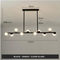 Lustre Horizonglass Boules Design | Marco Lucetti Noir 10 bras Transparent / Blanc chaud