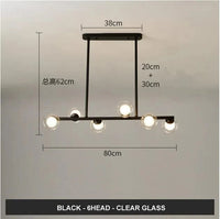 Lustre Horizonglass Boules Design | Marco Lucetti Noir 6 bras Transparent / Blanc chaud