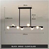 Lustre Horizonglass Boules Design | Marco Lucetti Noir 8 bras Transparent / Blanc chaud