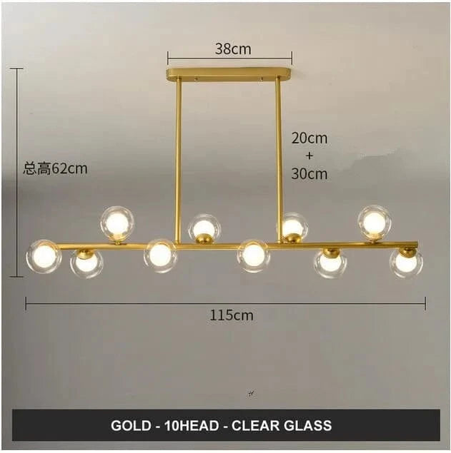 Lustre Horizonglass Boules Design | Marco Lucetti Or 10 bras Clair / Blanc chaud