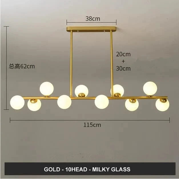 Lustre Horizonglass Boules Design | Marco Lucetti Or 10 bras Laiteux / Blanc chaud