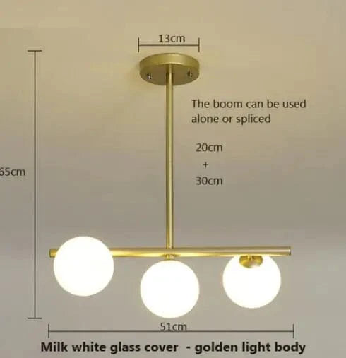 Lustre Horizonglass Boules Design | Marco Lucetti Or 3 bras Transparent / Blanc chaud