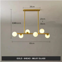 Lustre Horizonglass Boules Design | Marco Lucetti Or 6 bras Laiteux / Blanc chaud
