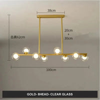 Lustre Horizonglass Boules Design | Marco Lucetti Or 8 bras Transparent / Blanc chaud