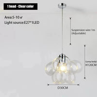 Lustre industriel en verre suspendu postmoderne | Marco Lucetti 1 tête-couleur claire / Lumière blanche