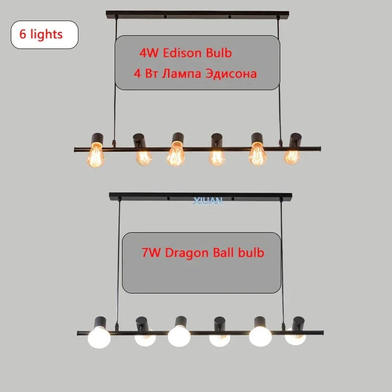 Lustre Industriel pour Îlot de Cuisine et Décoration Intérieure | Marco Lucetti 6 lumières / Ampoule Edison