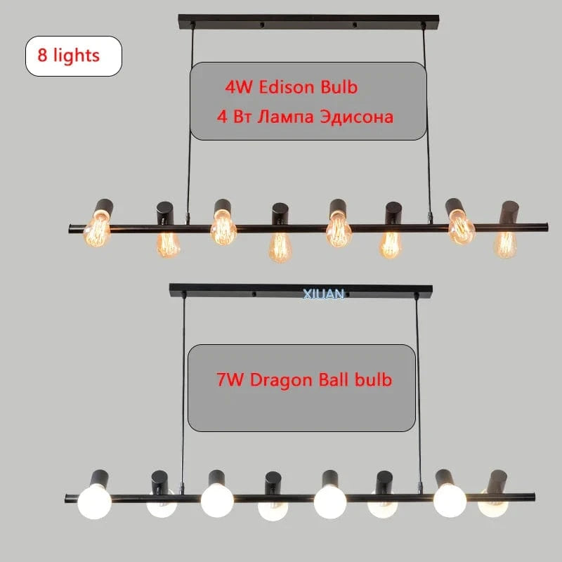 Lustre Industriel pour Îlot de Cuisine et Décoration Intérieure | Marco Lucetti 8 lumières / Ampoule Edison