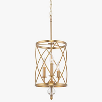 Lustre industriel rétro plafonnier Vintage en cristal noir et or - Suspension Triple