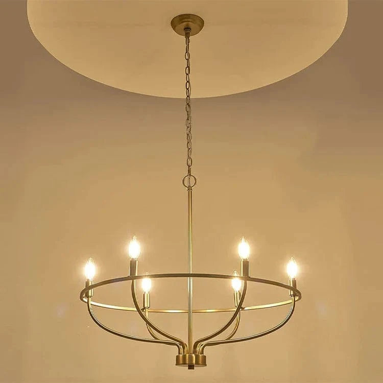 Lustre industriel rétro en fer à 6 têtes - Édition Exclusive | Marco Lucetti Or sans ampoule