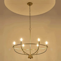 Lustre industriel rétro en fer à 6 têtes - Édition Exclusive | Marco Lucetti Or sans ampoule