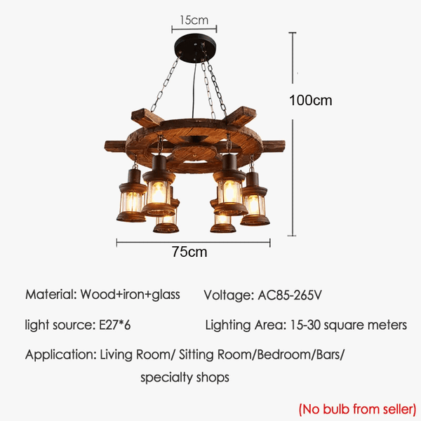 Lustre Industriel Vintage en Bois pour Bar Café Restaurant | Marco Lucetti