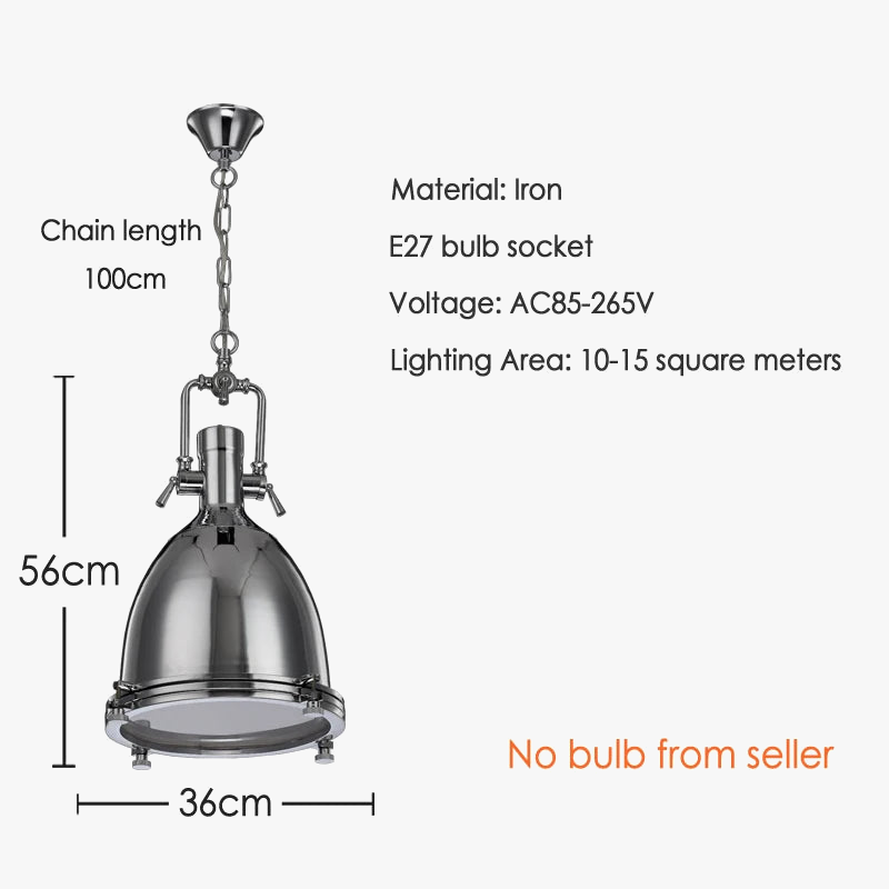 Suspension industrielle Vintage en verre E27