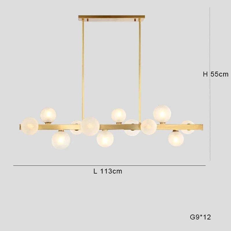 Lustre Italien Moderne LED Cuivre pour Bar Café | Marco Lucetti 12 lumières L 113cm / Lumière chaude