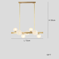 Lustre Italien Moderne LED Cuivre pour Bar Café | Marco Lucetti 7 lumières L72cm / Lumière chaude
