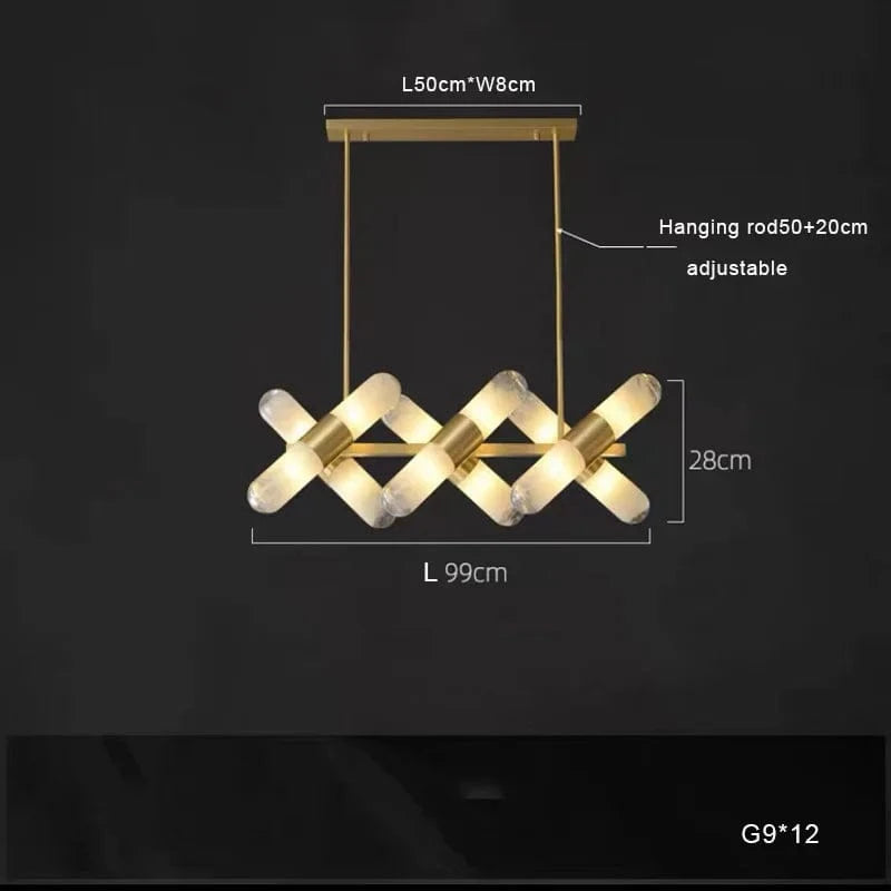 Lustre Italien Moderne LED Cuivre pour Bar Café | Marco Lucetti Lumière B 12 L 99cm / Lumière blanche