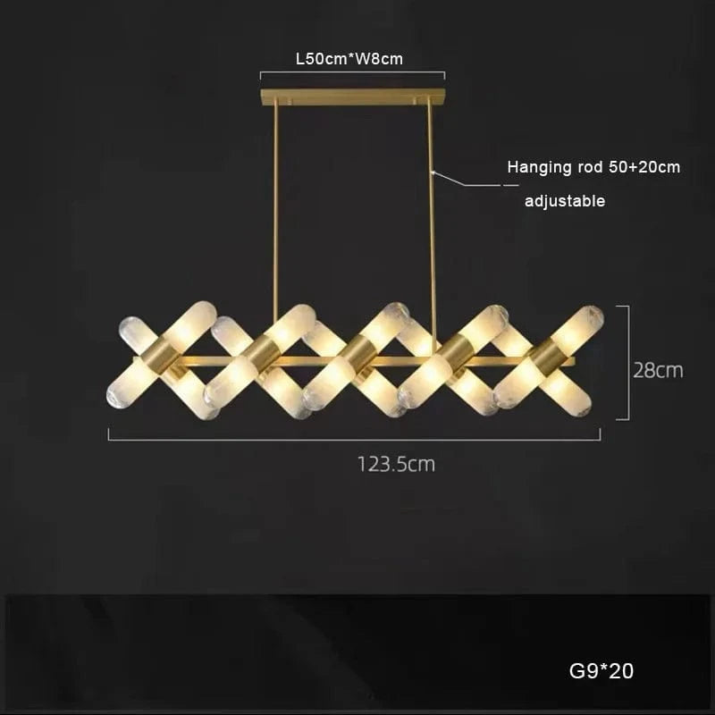 Lustre Italien Moderne LED Cuivre pour Bar Café | Marco Lucetti Lumière B 20 L 123cm / Lumière chaude