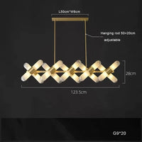 Lustre Italien Moderne LED Cuivre pour Bar Café | Marco Lucetti Lumière B 20 L 123cm / Lumière chaude