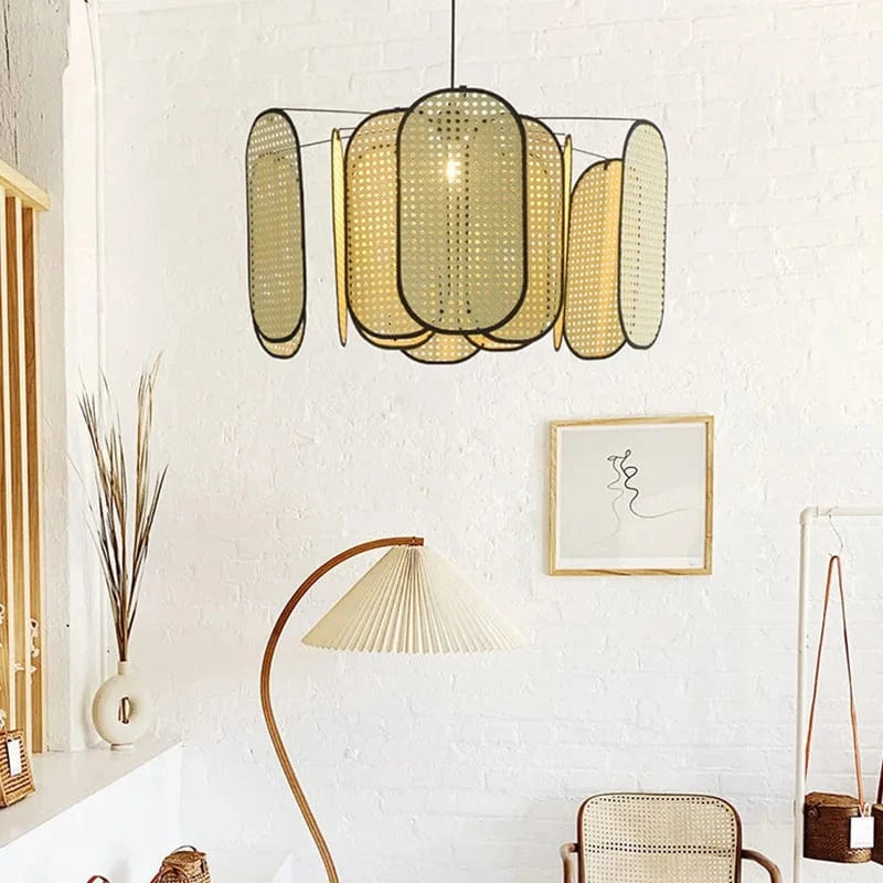 Lustre Japonais en Rotin Tissé Bambou – Style Minimaliste Moderne | Marco Lucetti