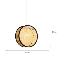 Lustre Japonais en Rotin Tissé Bambou – Style Minimaliste Moderne | Marco Lucetti Diamètre B 40 cm
