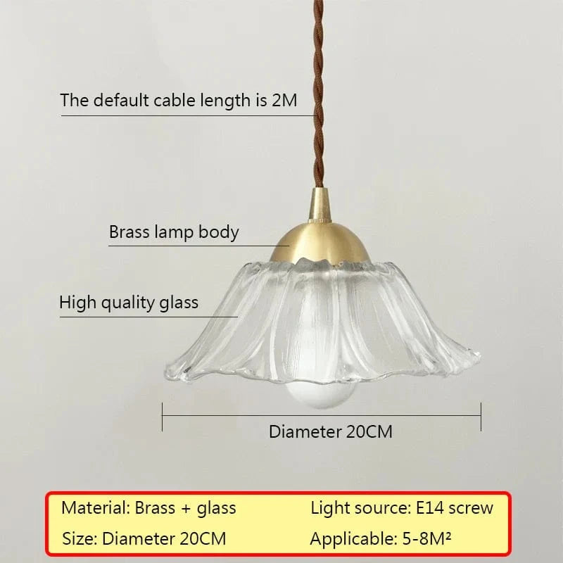 Lustre japonais en verre et laiton | Marco Lucetti Lustre Lotus