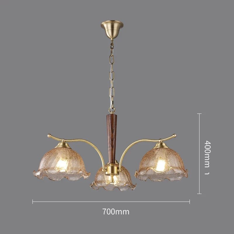 Lustre Japonais Noyer Cuivre Vintage | Marco Lucetti 3 têtes A