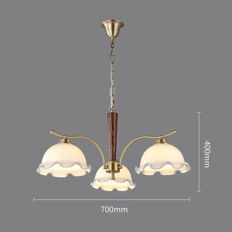 Lustre Japonais Noyer Cuivre Vintage | Marco Lucetti 3 têtes B