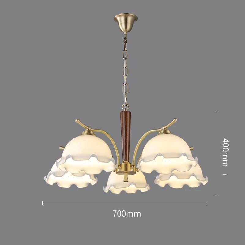 Lustre Japonais Noyer Cuivre Vintage | Marco Lucetti 5 têtes B