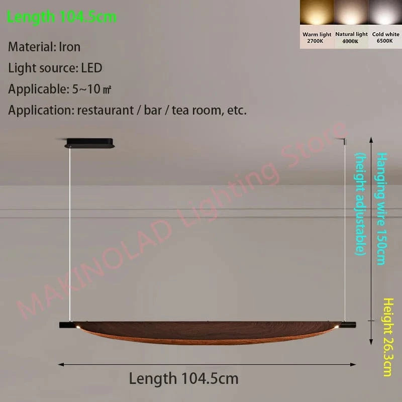 Lustre Japonais Wabi-Sabi pour Restaurant | Marco Lucetti Longueur 104,5 cm / Lumière chaude, pas de télécommande