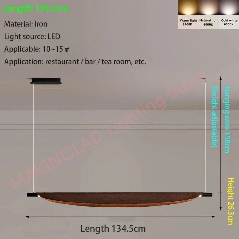 Lustre Japonais Wabi-Sabi pour Restaurant | Marco Lucetti Longueur 134,5 cm / Lumière chaude, pas de télécommande