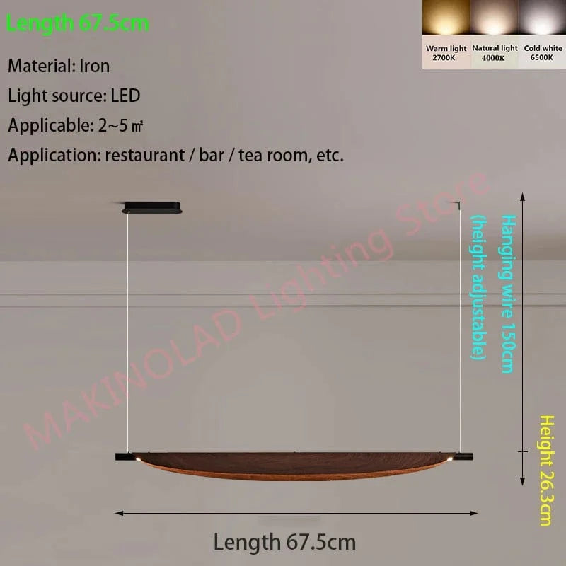 Lustre Japonais Wabi-Sabi pour Restaurant | Marco Lucetti Longueur 67,5 cm / Blanc froid, pas de télécommande