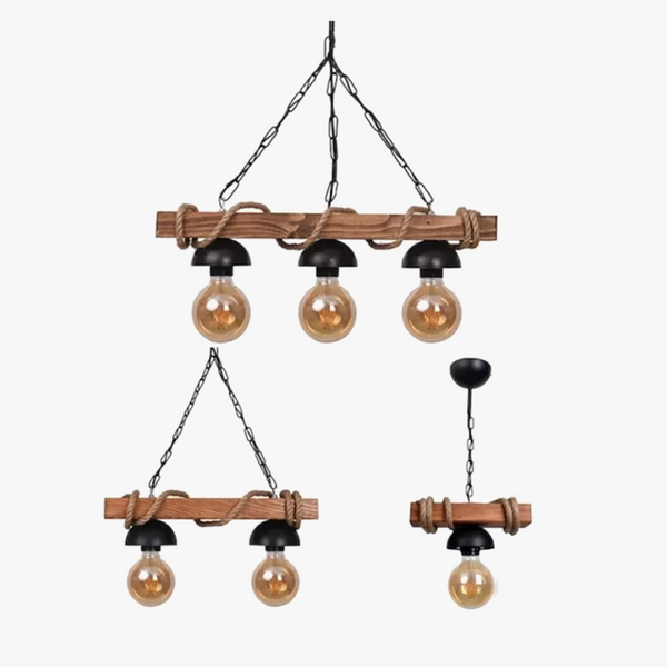 Lustre Vintage en Bois et Métal