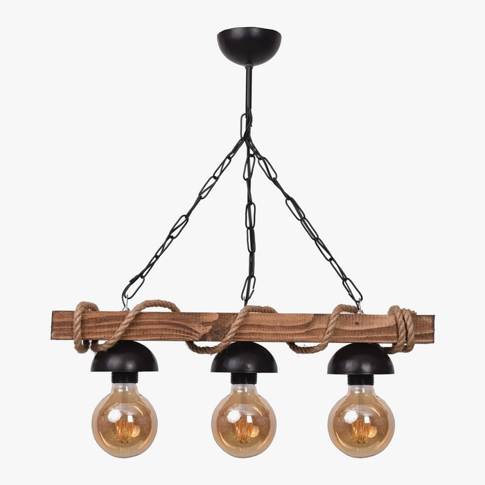 Lustre Vintage en Bois et Métal