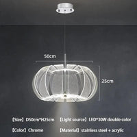  Lustre Lampe Ronde Acrylique Moderne pour Salon et Salle à Manger | Marco Lucetti P50cm H25cm / Blanc froid